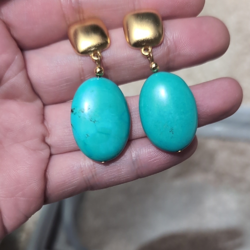 Kenneth Lane Gold and Turquoise Earrings